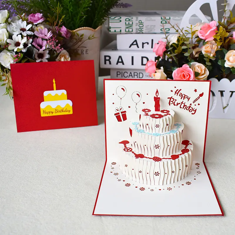 3D Pop-Up-Karte Alles Gute zum Geburtstag Einladung karte für Mädchen Kinder Frau Ehemann Geburtstags torte Gruß karte Postkarte Geschenk mit Umschlag