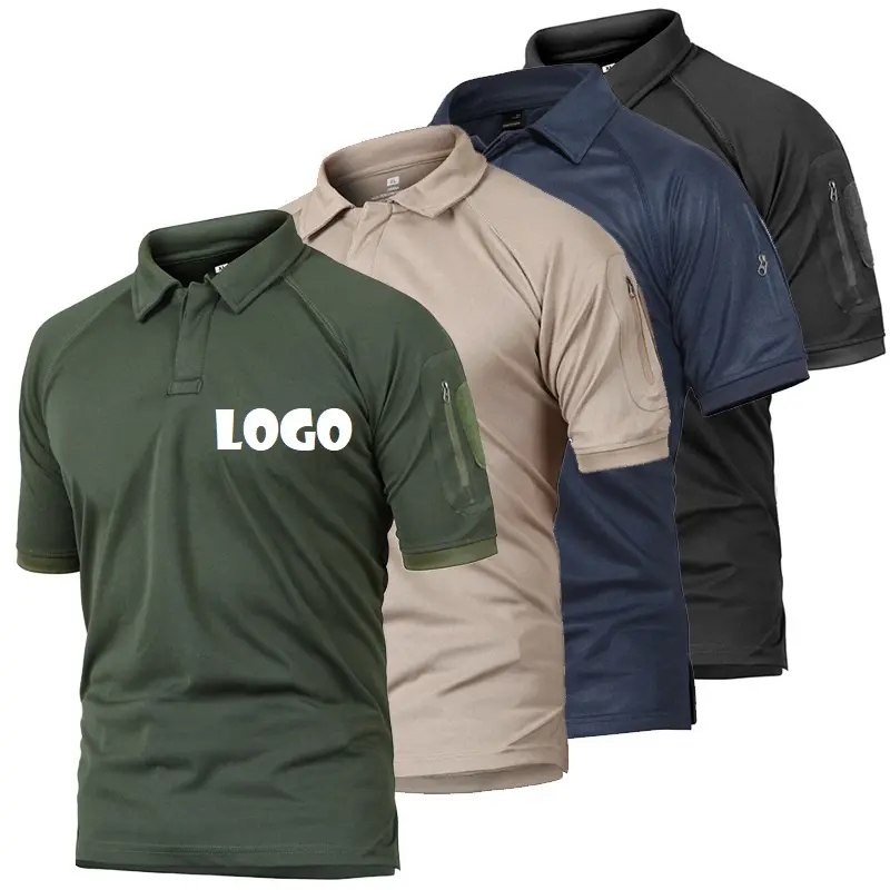 2023 Sommer Custom Logo Kurzarm Slim Fit Schnellt rocknen Sport Outdoor Polo Herren Taktisches T-Shirt