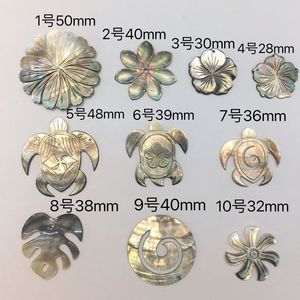 Pendentif Feuille En Nacreブラックタヒチアンマザーオブパールリーフフラワータートル