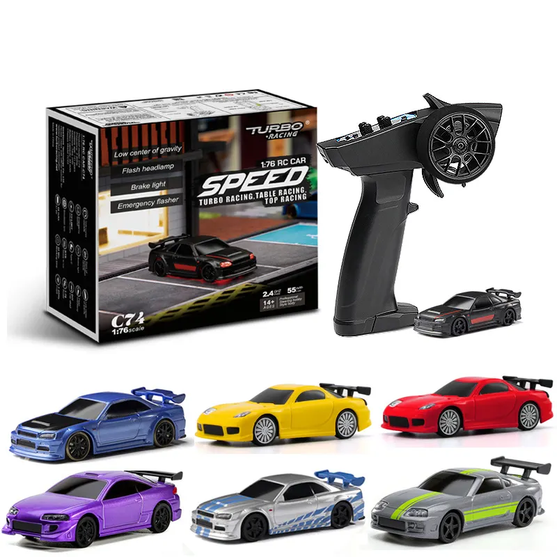 Mobil RC Drift 1:76 C64 C73 C72 C74 dengan Radio Gyro Remote Control Proporsional Penuh Mainan RTR Kit untuk Anak-anak dan Orang Dewasa