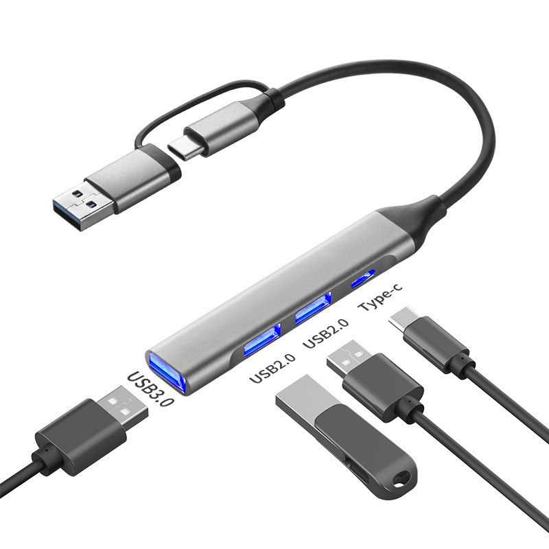 Gray Double head 4-port hub with C-port