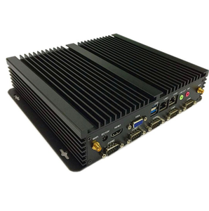 6 RS232 COM 2 LAN ile I3-7100u fansız küçük PC 1HDMI VGA 8 USB desteği Din ray endüstriyel MINI kutu PC - Product Image 5