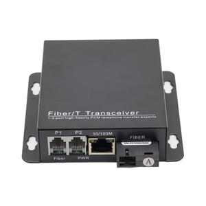 Fibra PCM Multiplexer 2CH porta telefonica RJ11 e 100M convertitore di linea telefonica Ethernet in fibra ottica Media Extender - Product Image 5