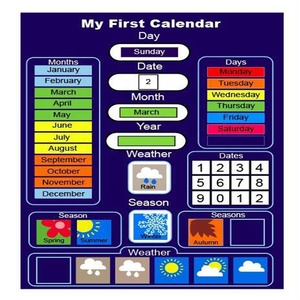 学校学生教室当天天气空间-节省口袋图表儿童毛毡日历活动板安静书 - Product Image 1