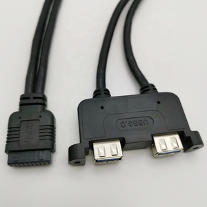 USB 3,0 placa base Cable de montaje en Panel frontal 3,0 USB 20 pines hembra a Dual USB 3,0 Cable adaptador hembra