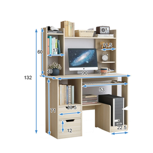 Escritorio de lujo para ordenador del hogar, mueble de dormitorio, mesa de estudio con estantería, diseño de mesa de oficina ejecutiva moderna (nuevo) - Product Image 3