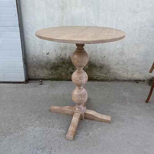 Table de salle à manger ronde en bois massif, style campagnard classique, base en bois massif, ancien style français