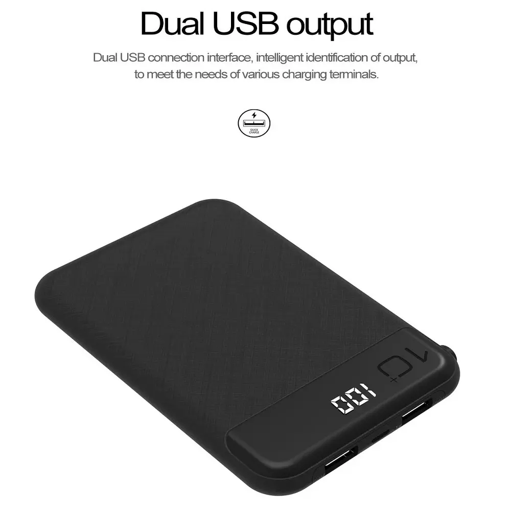 Cargador portátil de 10000MAH, doble salida USB, bolsillo móvil de fábrica