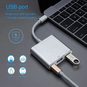 Adaptador de aluminio tipo c usb 3,1 a USB3.0/ hd/Tipo c 3 en 1, estación de acoplamiento para convertidor de adaptador hub multipuerto - Product Image 5