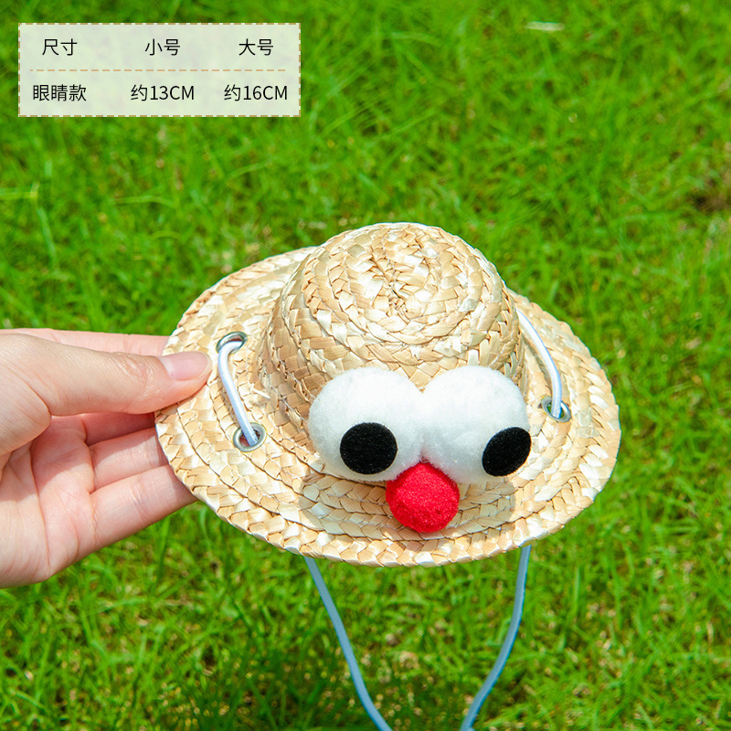 Chapeau de paille rouge oeil d'oiseau