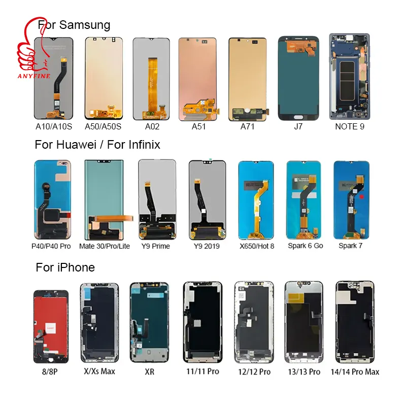 Teléfono móvil LCDs fábrica fabricante al por mayor diferentes modelos de marca móvil LCD pantalla