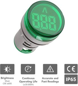 Mini voltímetro de panel monofásico, pantalla LED verde, medidas analógicas y digitales de temperatura, 2 unidades - Product Image 6