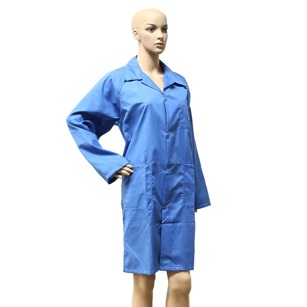 5mm TC coton Esd laboratoire manteau Logo rayure antistatique costume lavable réutilisable vêtements de travail antistatique ESD vêtements pour salle blanche