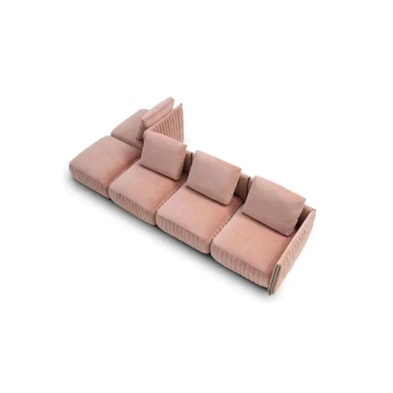 Sofa blok lobi mewah, desain modern beludru merah muda furnitur sofa ruang tamu sofa beludru modern kualitas tinggi