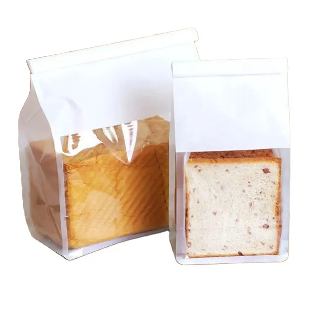 Eight-sided sealing kraft paper bags with window bread toast packing bag with wire rolled edge seal oil-proof and waterproof