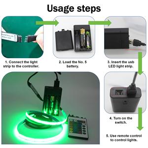 Лидер продаж RGB 576Led COB светодиодные полосы света с USB AA батарея дистанционного управления