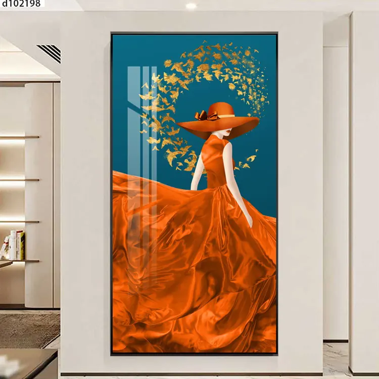 Retrato de mujer con efecto 3D, pintura de porcelana de cristal, arte de pared, decoración colgante, pintura para habitación del hogar