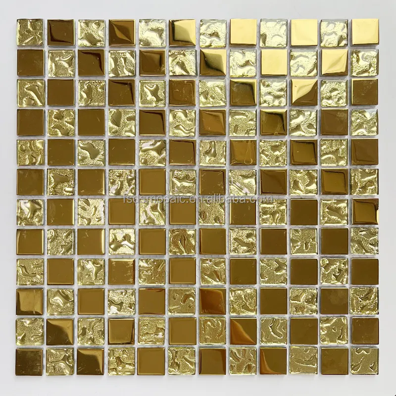 Carreaux de mosaïque en verre doré mosaïque en verre doré à utiliser pour le dosseret mural et l'arrière-plan de la télévision et le mur de la salle de bain