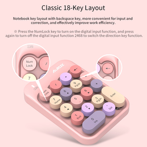 Teclado numérico inalámbrico de 2,4G, mini teclado inalámbrico retro Para máquina de escribir, con 18 teclas