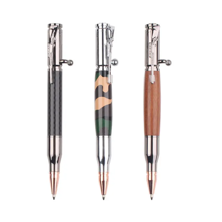 Yeni tasarım yaratıcı mermi şekilli cıvata aksiyon tabancası kalem ile Metal tüfek özel Logo tüfek tasarım klip iş hediye için
