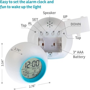 LED Digital Kids Wake up Alarm <strong>Clock</strong> 7 Colors Ambient Night Light Alarm <strong>Clock</strong> for Bedroom - Product Image 3