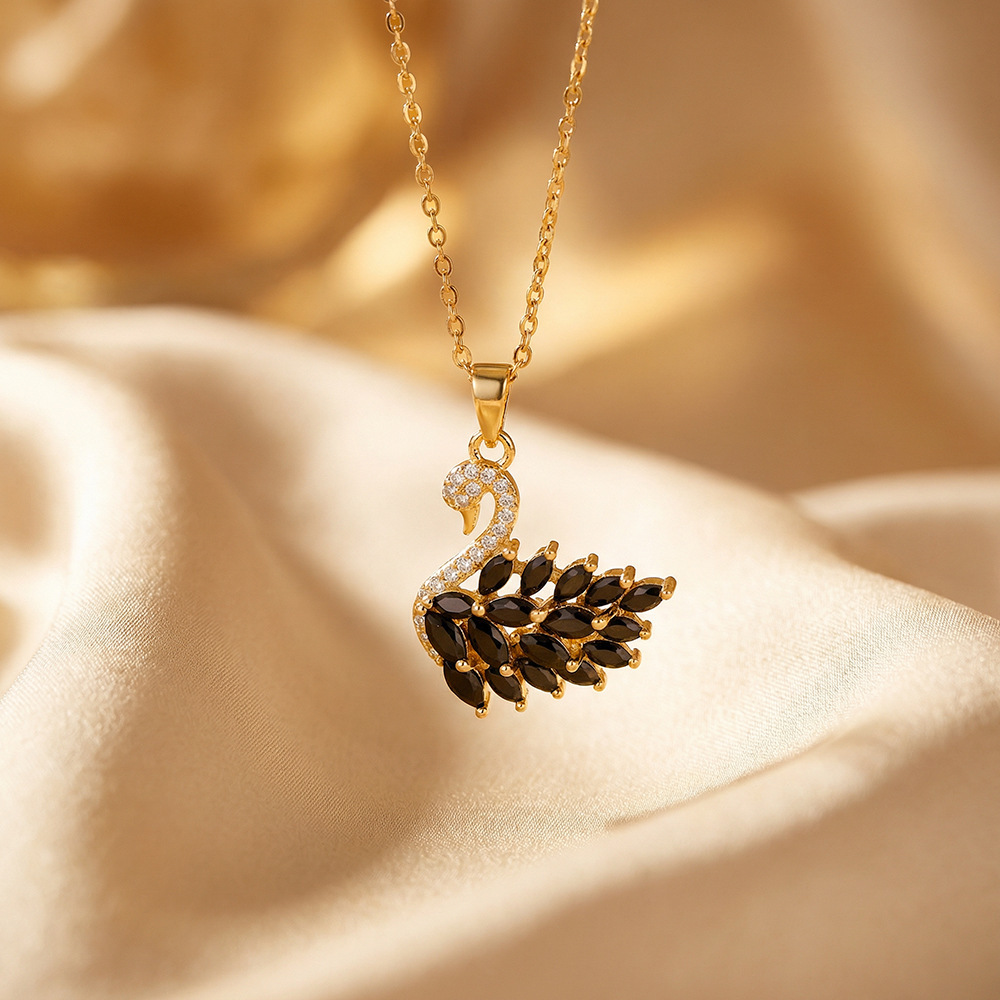 201Full Diamond Nero Zircone Cigno oro