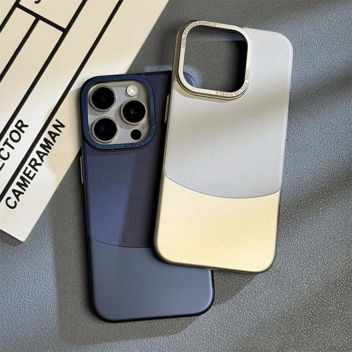 Apple 15promax प्लेन लेदर फोन केस Iphone14pro गोल्ड के लिए जापानी और कोरियाई लेदर सिलाई सरल ठोस रंग