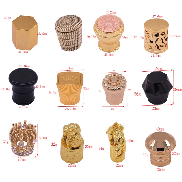 zinc alloy perfume bottle cap luxury crown cap metal perfume cap for glass bottle perfume