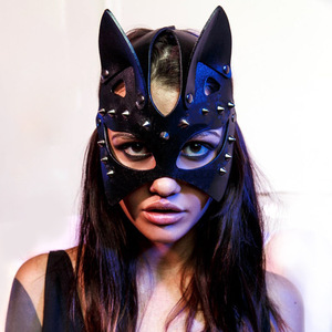 Seksi deri maske BDSM esaret yarım yüz maskeleri seks oyuncakları kadın erkekler için fetiş Punk Cosplay Cosplay oyunları cadılar bayramı tavşan maskesi - Product Image 1