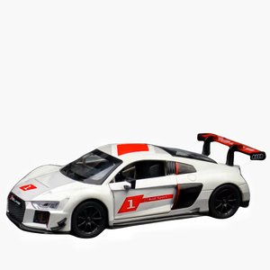 AODI โมเดลรถ1:24 R8 LMS, โมเดลรถของเล่นพร้อมแสงเสียงล้อดึงกลับเครื่องประดับที่สามารถเคลื่อนย้ายได้โมเดลโลหะสำหรับเด็ก