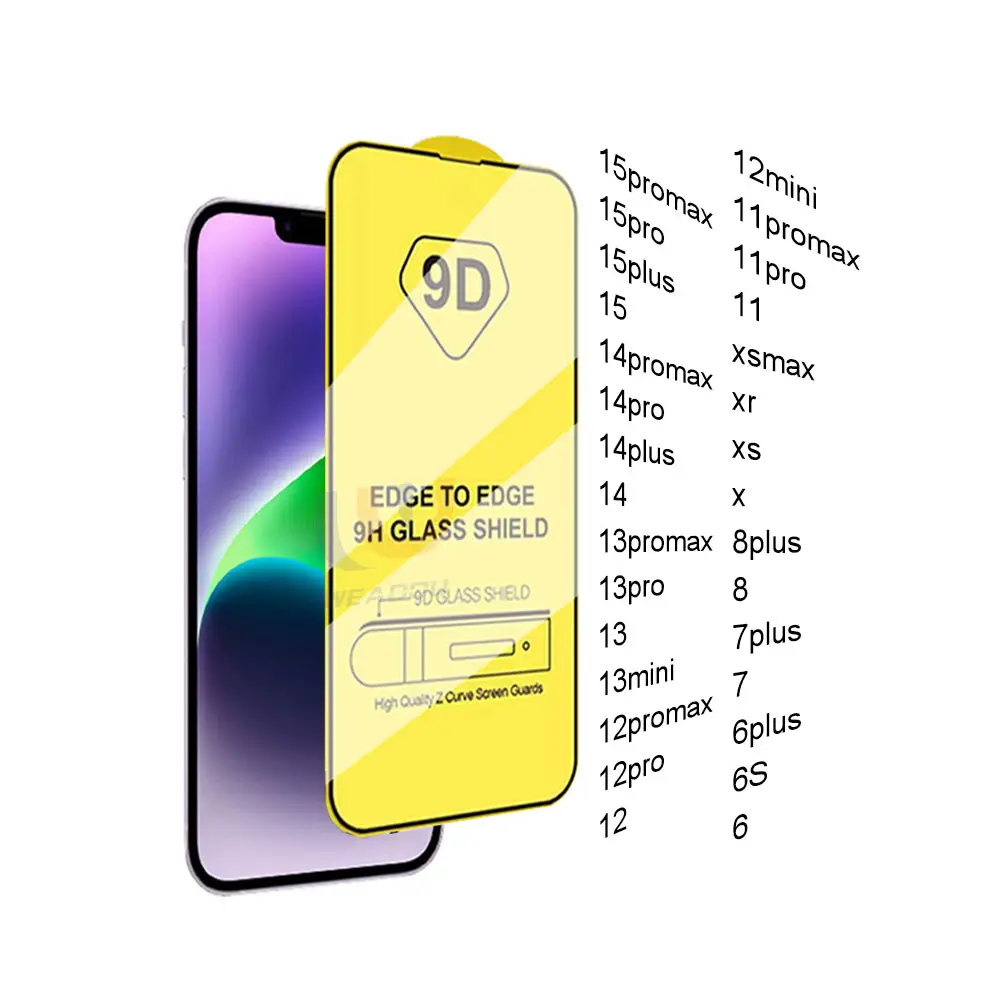 WEADDU 9D telefon ekran koruyucu iPhone 15 için 14 Pro Max temperli cam ekran koruyucu iPhone 15