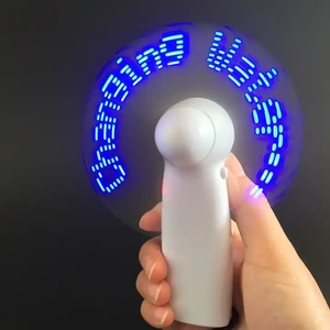 Diseño de impresión OEM 3AAA batería ventilador eléctrico sin aspas autoprogramable mensaje LED ventilador de mano con pantalla LED