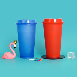 חדש סגנון אדום <span class=keywords><strong>16oz</strong></span> לשימוש חוזר קפה פלסטיק כוס עם מכסה עבור חם וקר פלסטיק קפה כוסות