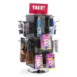 Mehrzweck rotierender Displayst änder Arbeits platte 4-Wege-Metall Peg board Display Rack für Schlüssel bund - Product Image 1