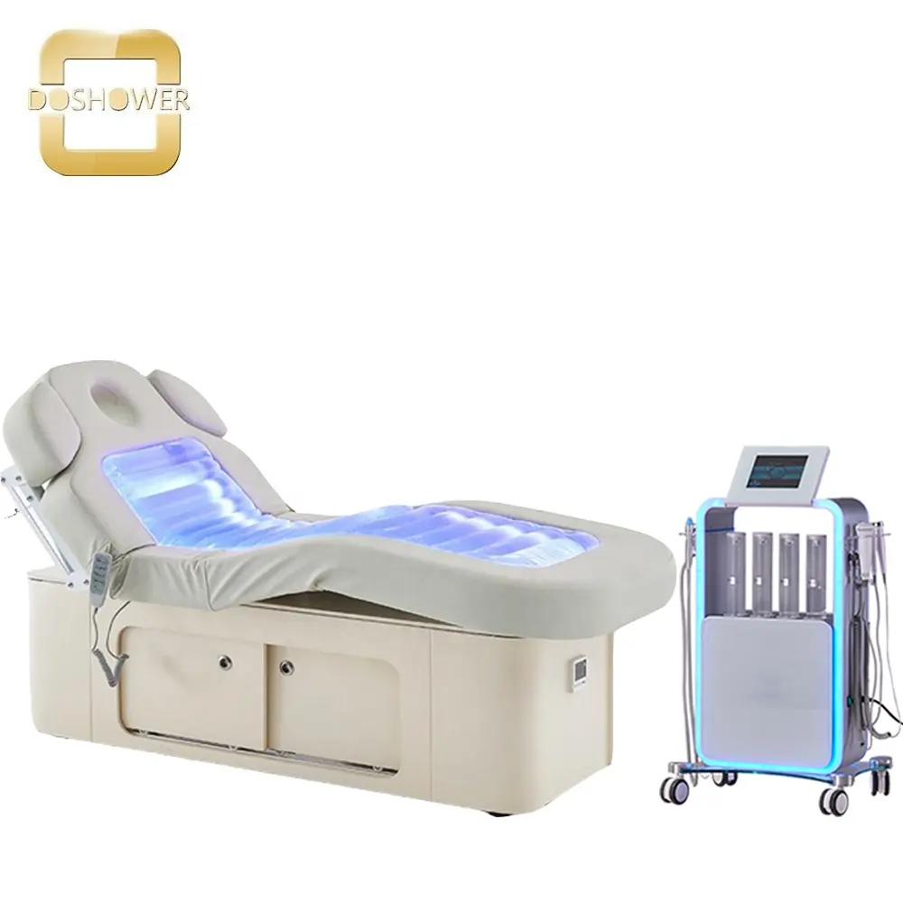 Cama massageadora com luz led, cama de beleza com almofada de aquecimento para cama de cílios