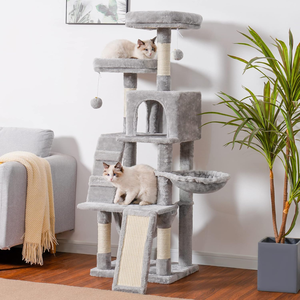Acogedor interior <span class=keywords><strong>Cat</strong></span> <span class=keywords><strong>Tree</strong></span> Tower Multi-Level <span class=keywords><strong>Cat</strong></span> Furniture Condo con percha de felpa acolchada y rascador - Product Image 1