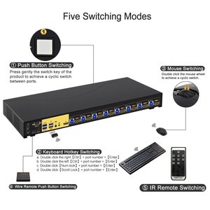 JideTech USB <strong>KVM</strong> <strong>Switch</strong> 8 Port up to 4K@60Hz Resolution with USB 3.0 Hub RS232 <strong>Switch</strong> Support Hotkey Mouse Switching for Linux - Product Image 4
