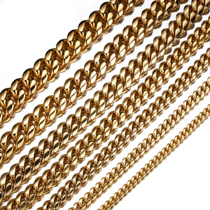 BES卸売男性18K304ステンレス鋼カスタムデザインモナコネックレスヒップホップゴールドメッキマイアミカーブキューバリンクチェーン男性用
