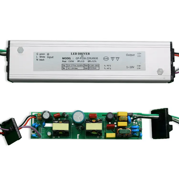 No aislado Bipolar impermeable 80W 100W 120W 150W corriente constante no regulable controlador LED de corriente ondulada controlador LED de aluminio
