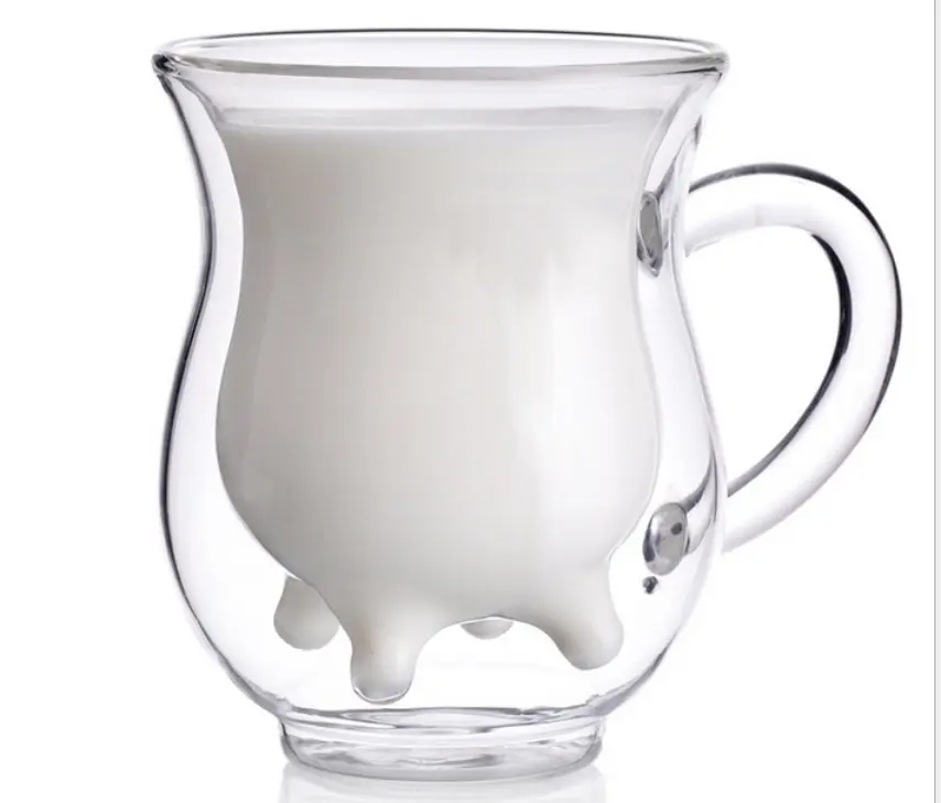 Trasparente in vetro di alta borosilicato a doppia parete di latte glas