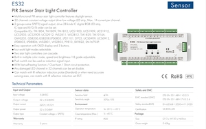 Sky dance 5-24VDC 32CH * 1A PIR-Sensor Treppen licht regler ES32 OLED-Tageslichts ensor SPI IC RGB-Konstant spannungs regler - Product Image 4