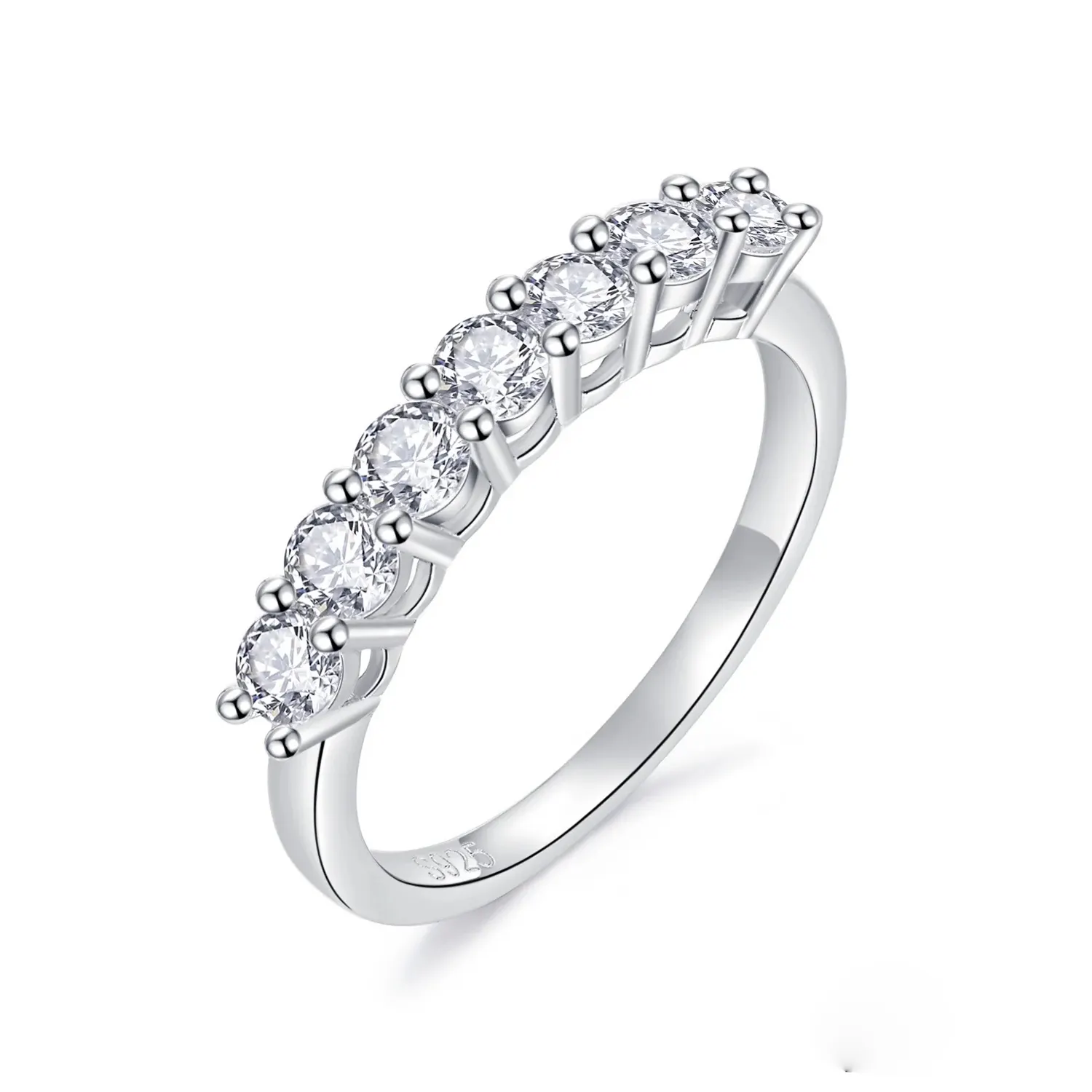 Anelli Moissanite 7 pietre argento Sterling D VVS Lab Diamond con certificato GRA fede nuziale di fidanzamento per le donne