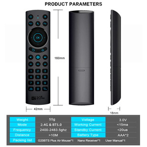 G20s Pro BT Dual-mode Backlit air Mouse Support BT / 2.4G Wireless Smart Voice Android Tv Box Projector Computer <strong>Remote</strong> <strong>Control</strong> - Product Image 6