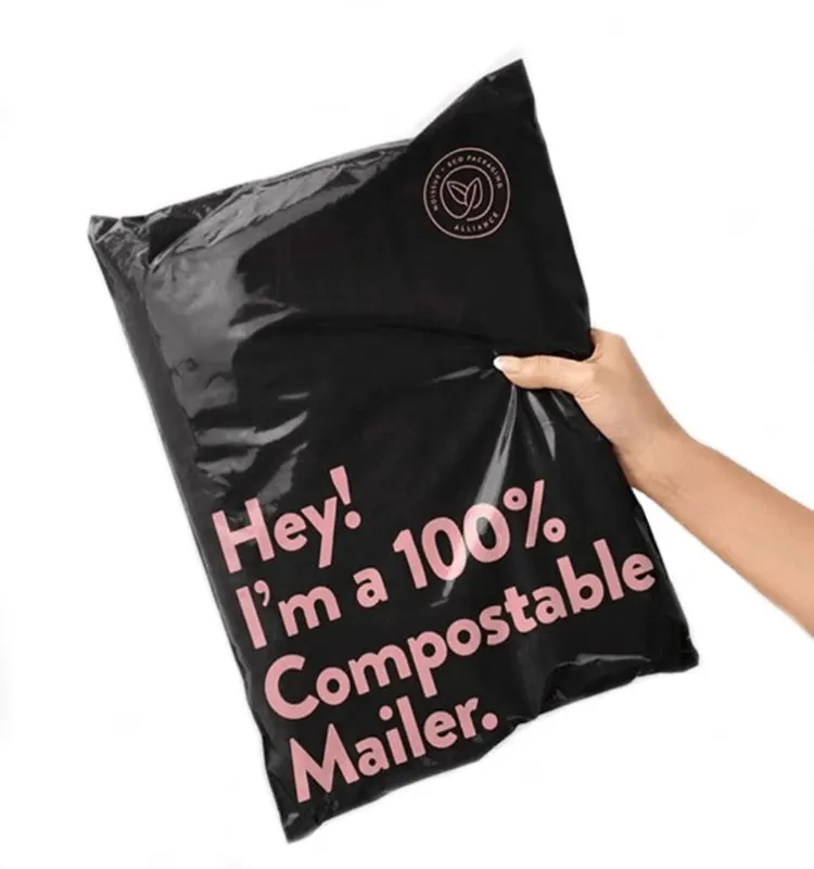 Özel biyobozunur su geçirmez giyim ambalaj poşetleri posta ekspres plastik pembe poli nakliye çantası logo