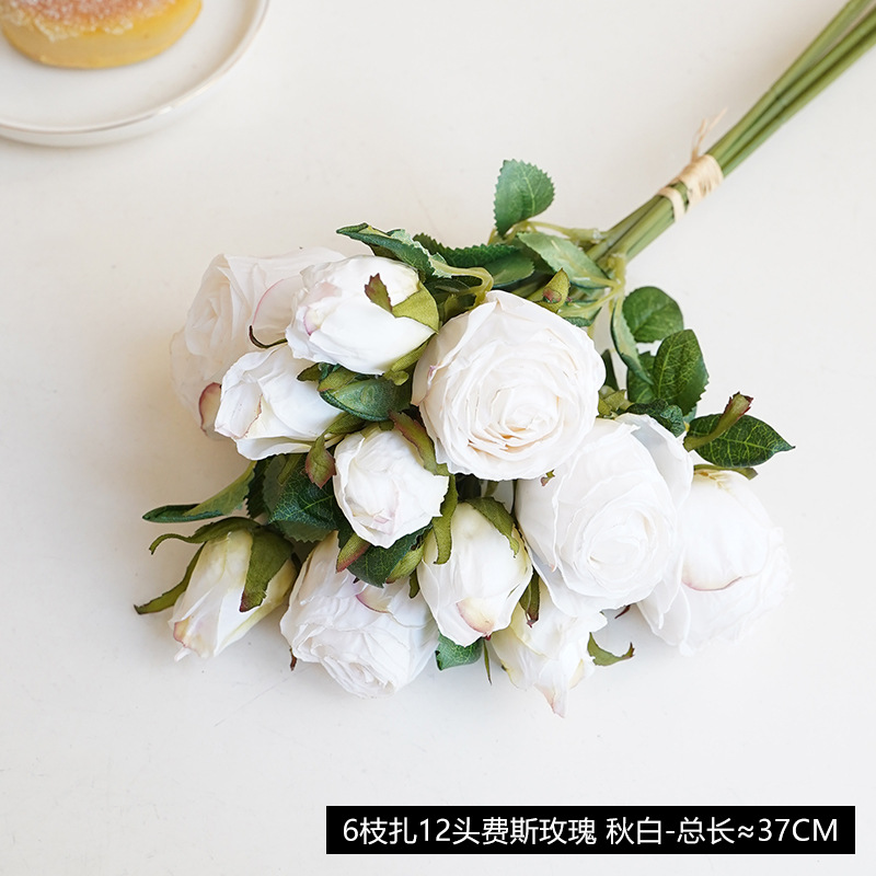 Autumn white -6 branches tie 12 firth roses