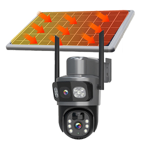 Sicherheit im Freien 4MP IP-WLAN-Batterie mit zwei Objektiven Solarenergie 4G Sim-Karte 4G-Netzwerkblitzlichter CMOS IP66 CCTV-Kamera - Product Image 4