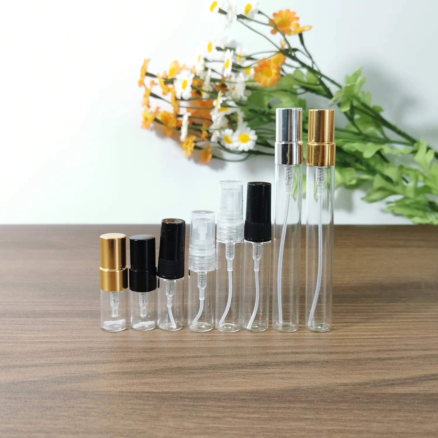 Mewah 2ml 3ml 5ml 10ml Mini kosong kemasan bening semprot minyak kaca parfum sampel Atomizer Tester botol