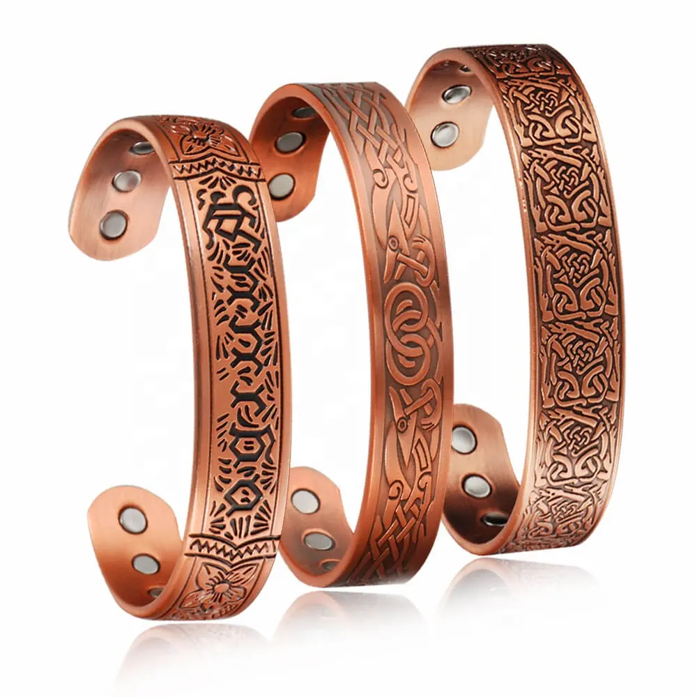 Energinox Viking Men Jewelry Handmade Antique Natural Pain Relie Mens Copper Bracelet