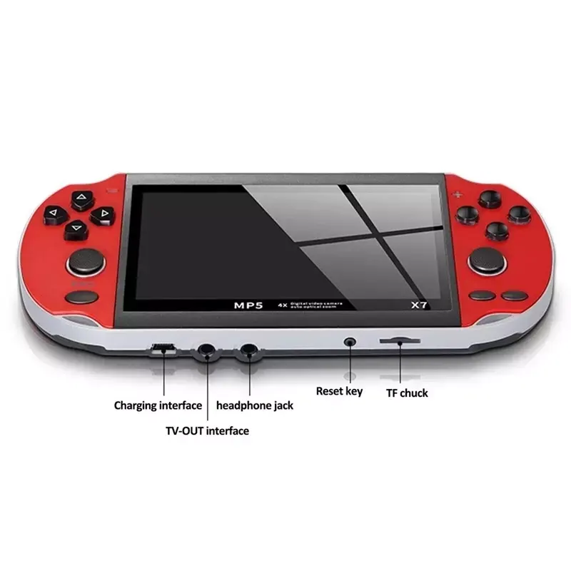 Portátil retro X7 jogo console jogo jogador real câmera vídeo handheld 4.3 polegadas tela vídeo game console