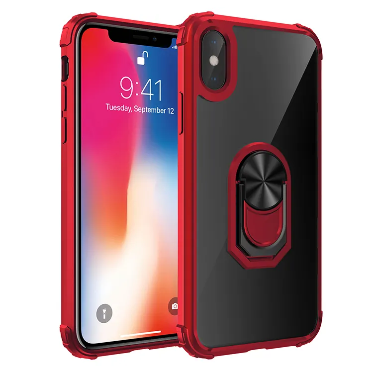 ShanHai Armor 2 in 1 custodia per telefono in acrilico + Silicone per iPhone 11 Pro Xs MAX XR X 6 6s 7 8 Plus custodia per anello magnetico per dito